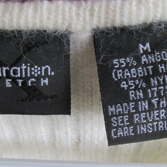 Xhilaration Stretch Sweater White Button Up Size Medium Rabbit Hair and Nylon - Picture 4 of 8